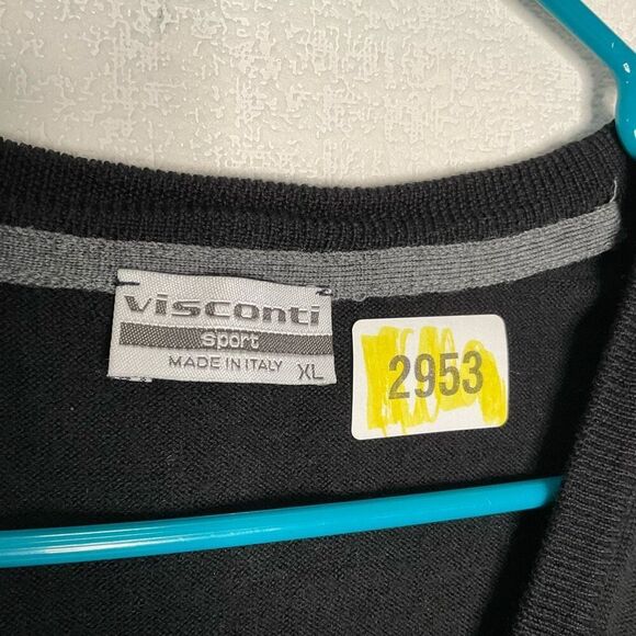 Visconti Sport Knit Wool Vest Men’s XL Black Button Sweater Dark Academia Italy - Picture 3 of 8